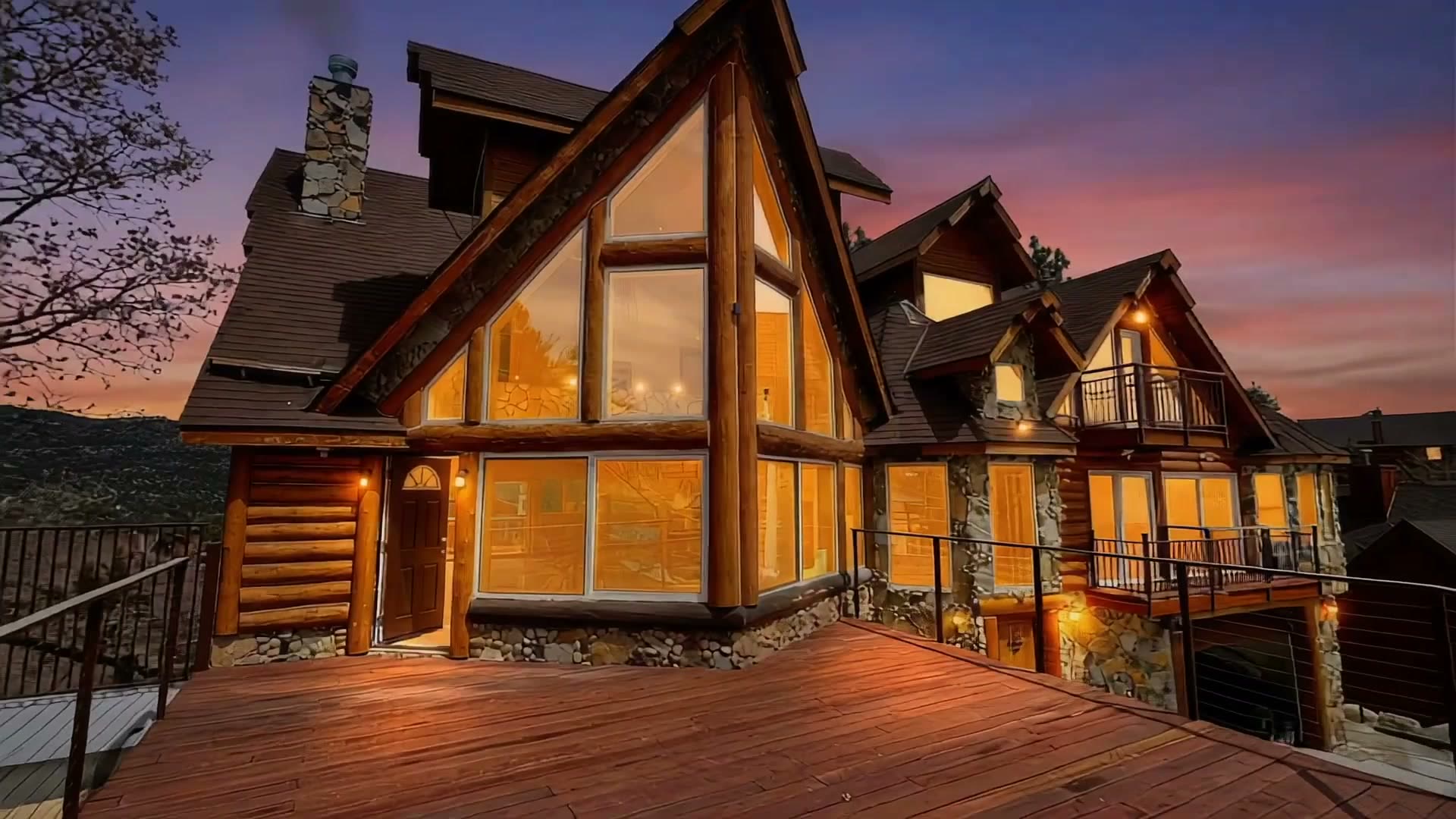 Exterior of the custom mountain home at 42550 Pegasus Way, Big Bear Lake